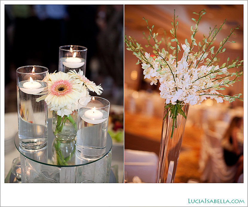 Wedding flower floating candle centerpiece