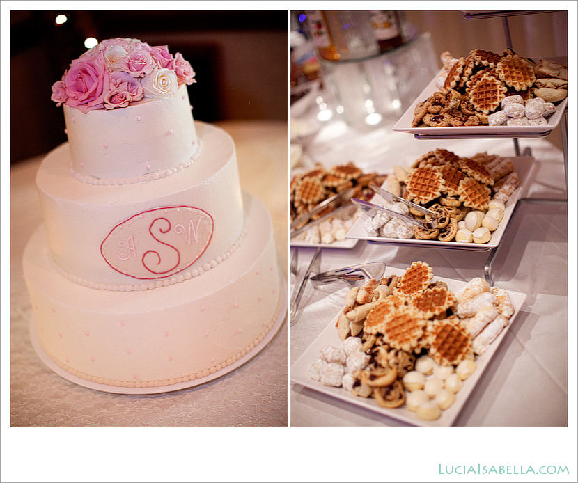 elegant pink roses wedding cake